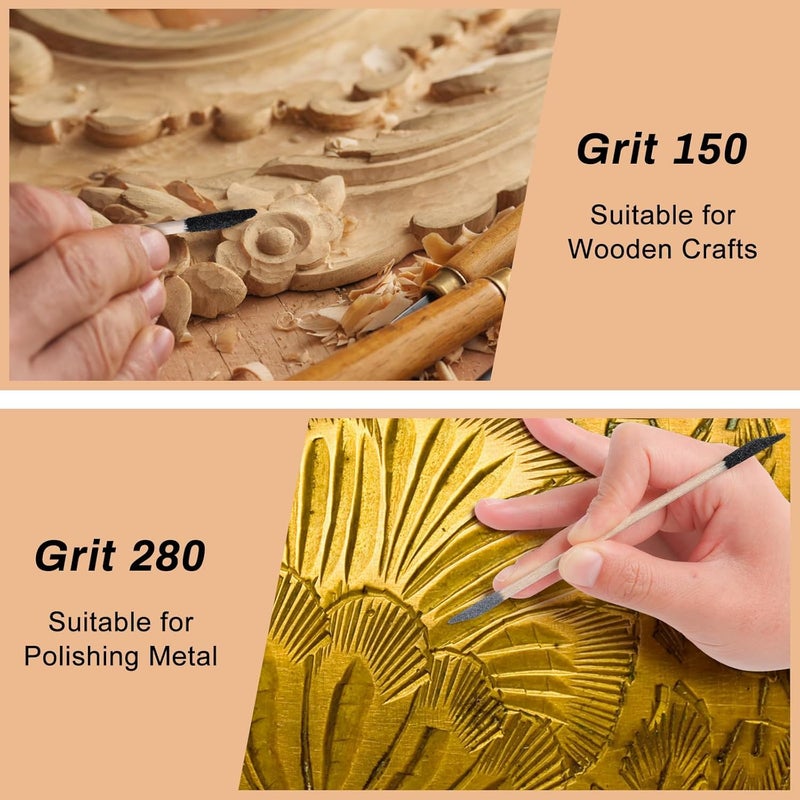 Coolrunner 20 Pcs Sanding Stick Double End Matchsticks Sanding Twigs 5.4Inch Sanding Twigs Fine Detailing for Plastic Models Wood Hobby, 150/280 Grit (20) - Image 4